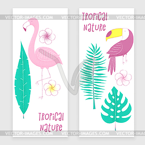 Tropical design with flamingo, - royalty-free vector clipart