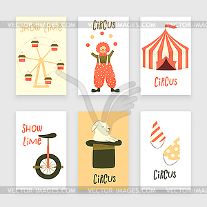 Circus set of characters - vector image