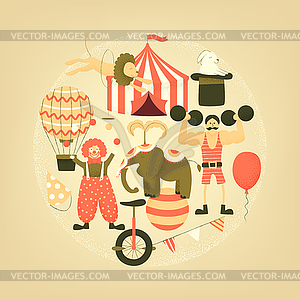 Circus set of characters - vector clip art