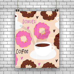 Donut and tea cup design - vector clipart