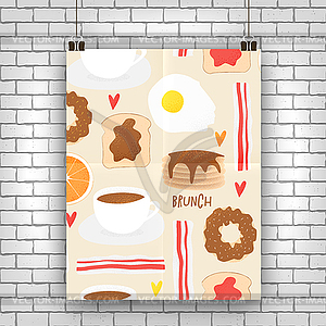 Breakfast concept, brunch - vector image