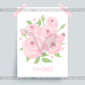 Romantic wedding concept with rose - stock vector clipart