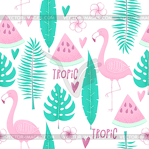 Tropical concept with flamingo - vector image