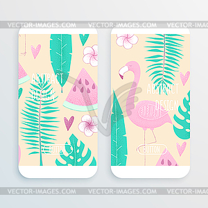 Tropical concept with flamingo - vector clip art