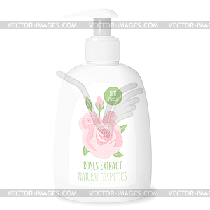 Rose cosmetics, white bottle - vector image