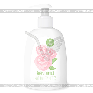 Rose cosmetics, white bottle - vector clipart