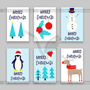 Christmas card with snowman - vector clipart