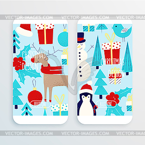 Christmas card with snowman - vector clipart