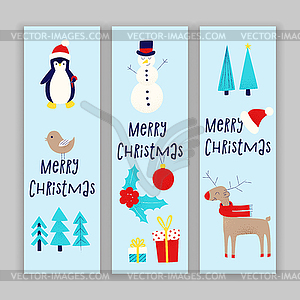 Christmas card with snowman - vector clip art