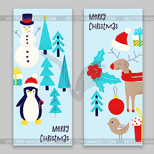 Christmas card with snowman - vector image