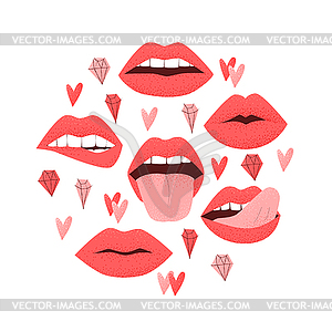 Sexy lips with tongue - vector clip art