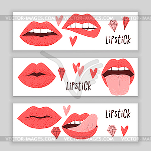 Lips with red lipstick - vector image