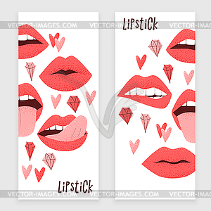 Lips with red lipstick - vector clipart