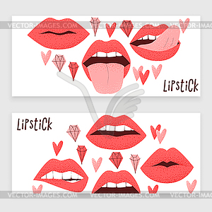 Lips with red lipstick - vector clip art