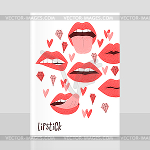 Lips with red lipstick - vector clipart / vector image