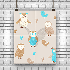 Cute owl - color vector clipart