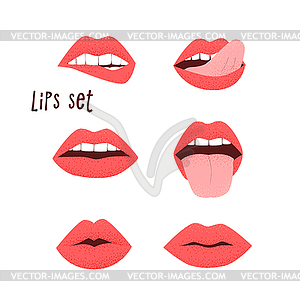 Сексуальные губы с языком - стоковый клипарт