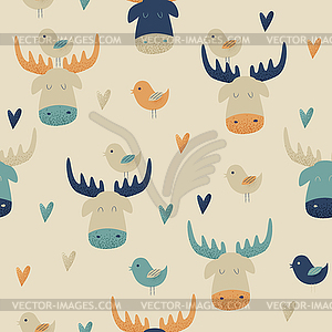 Moose, seamless pattern - vector image