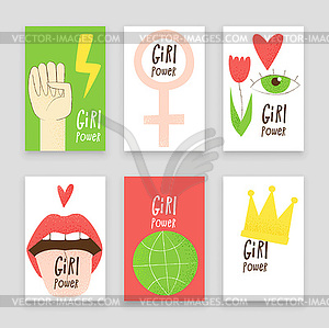 Girl power - color vector clipart