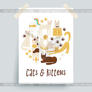 Cats concept, friendly - vector clip art