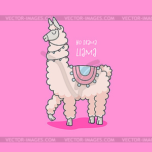 No drama llama - color vector clipart