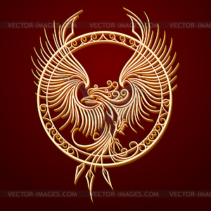 Phoenix Emblem in Circle - vector clipart