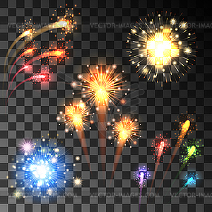 Festive bursting firework set - vector image