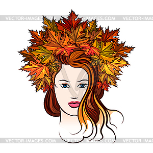 Woman with Leaf Wreath - vector image