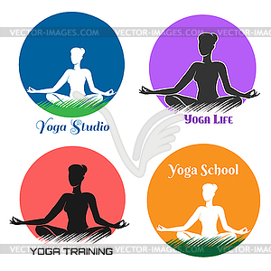 Yoga Logo and Emblem Set - vector image