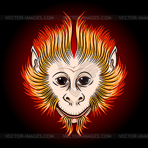 Fire Monkey Face - vector clip art