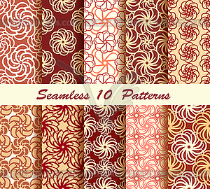 Ten Floral Seamless Pattern - vector clip art