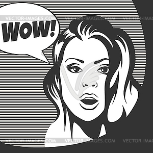 Wow Bubble Surprised Woman - vector clip art