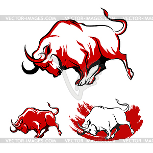 Fighting Bull Emblem Set - vector image