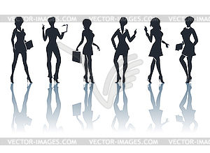 Buisness Woman Silhouettes Set - vector clip art