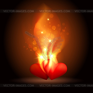 Burning Hearts - vector image