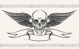 Winged Skull - vector clipart