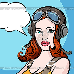 Pilot Girl - vector clip art