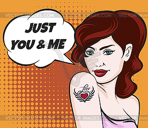 Pinup StyleTattoo Girl - vector clip art