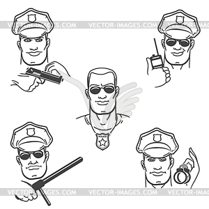 Police Officer Emblem Set - vector clipart