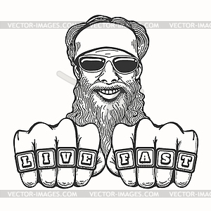 Bearded Biker - royalty-free vector image