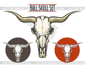 Bull Череп набор - векторный графический клипарт
