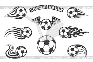 Набор футбольные мячи - клипарт в векторном виде