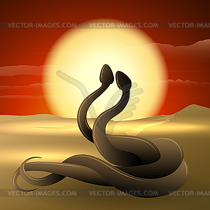 Dancing snakes - vector image