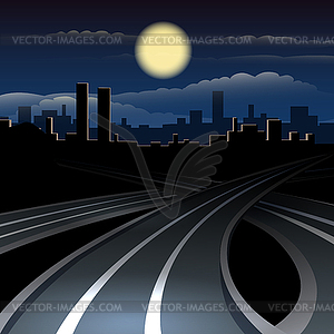 Urban night cityscape - vector EPS clipart