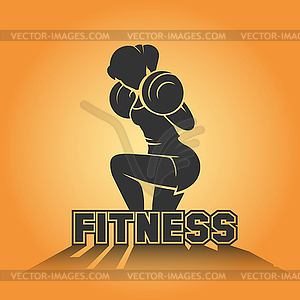 Фитнес-клуб эмблемы с тренировочной спортивной женщины - векторный клипарт Royalty-Free