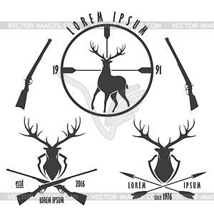 Deer hunting emblem set - vector image