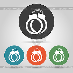 Flat police handcuffs icons set - vector image