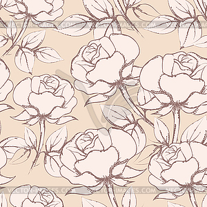 Rose Flowers Seamless Pattern in vintage style - vector image