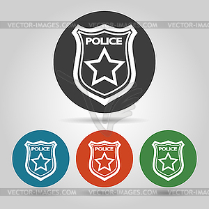 Flat police badge icon set - vector clipart