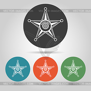 Sheriff star badge icons set - stock vector clipart